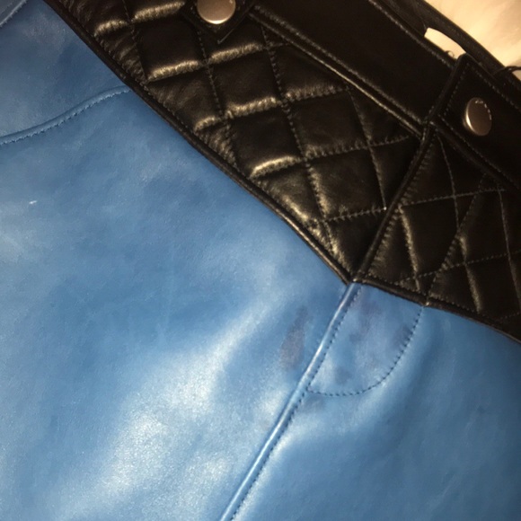 NWT Coach Blue Leather Hem Mini Skirt - Picture 6 of 8